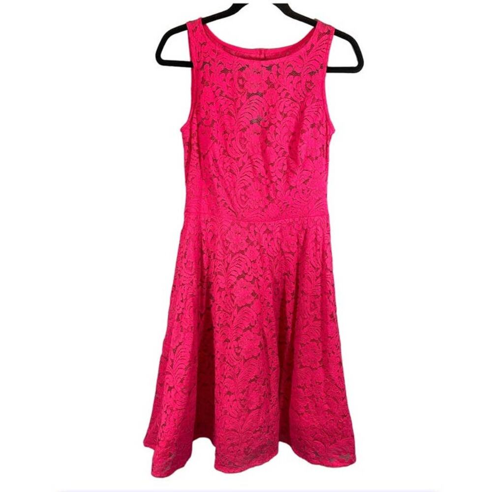 Chetta B Pink Lace Sleeveless Dress with Snap Faux Button Neck Closures